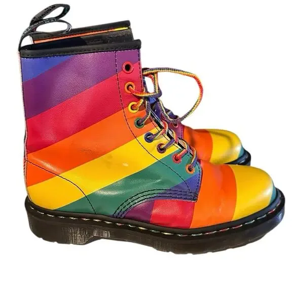 Dr. Martens Rainbow Pride 8-eye combat boots, women’s size 8 US / 6 UK / 39 EU - Picture 4 of 9
